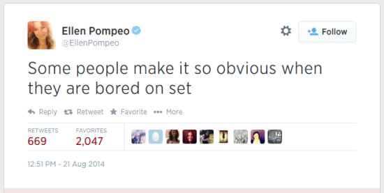ellen pompeo tweet bored