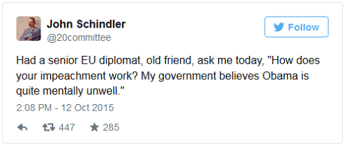 john schindler tweet obama