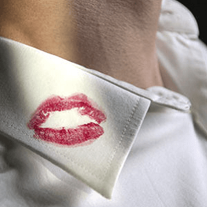 man lipstick on collar