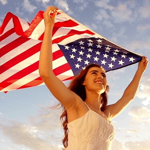 woman american flag
