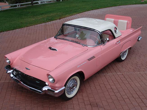 car 1957 t bird pink